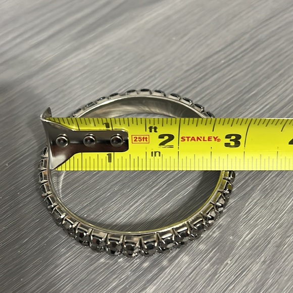 Vintage Silver Bangle Bracelet with Gray Gemstones, EUC - Picture 5 of 5